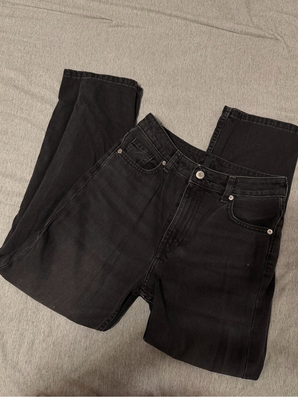 H&M Black High-Rise Straight Leg Jeans